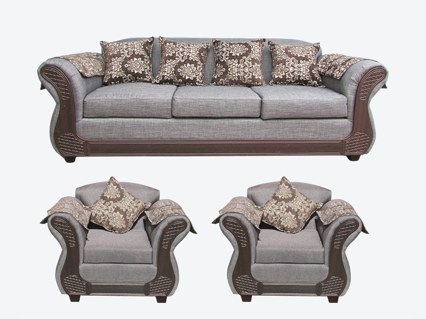 Juego living Irlanda choco 3.1.1 TELA