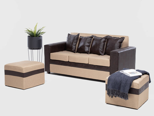 Sofá París + 2 pouf PU/TELA