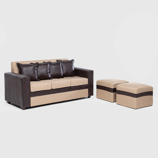 Sofá París + 2 pouf PU/TELA