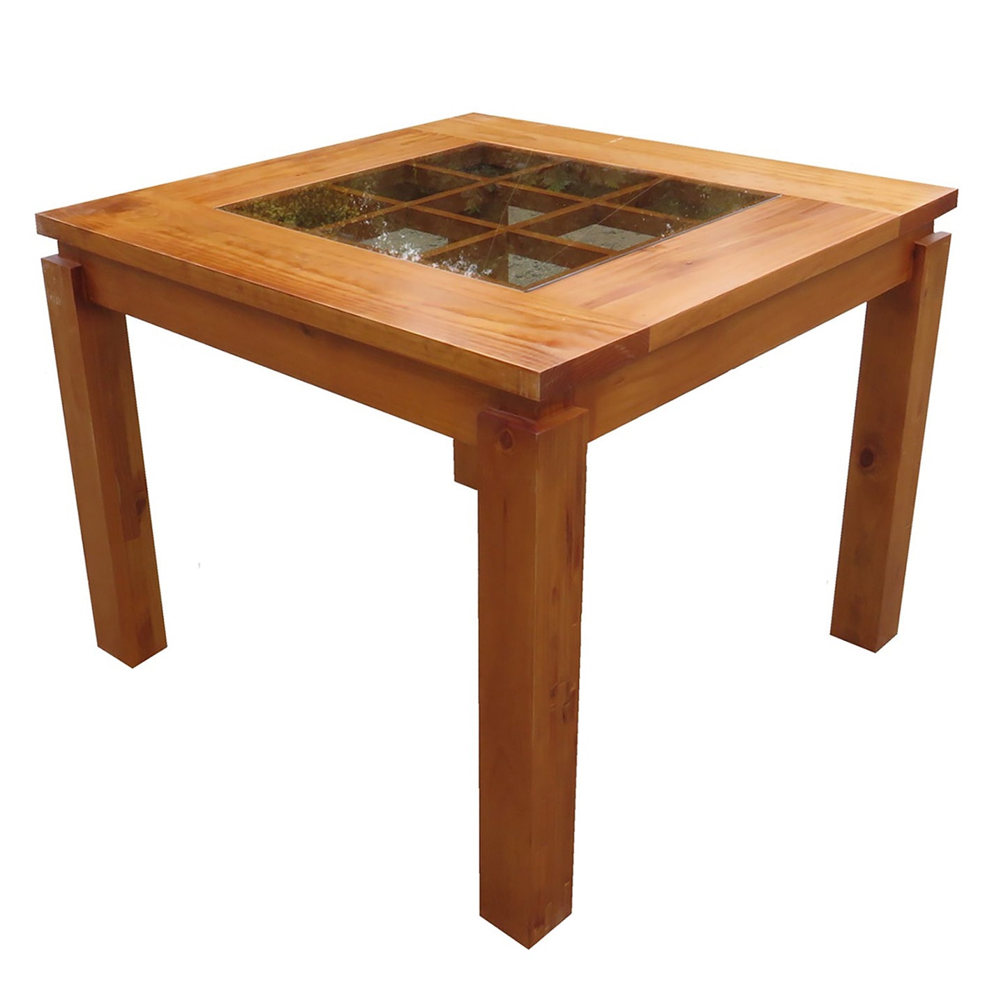 Comedor Ema miel 4 sillas  madera/vidrio