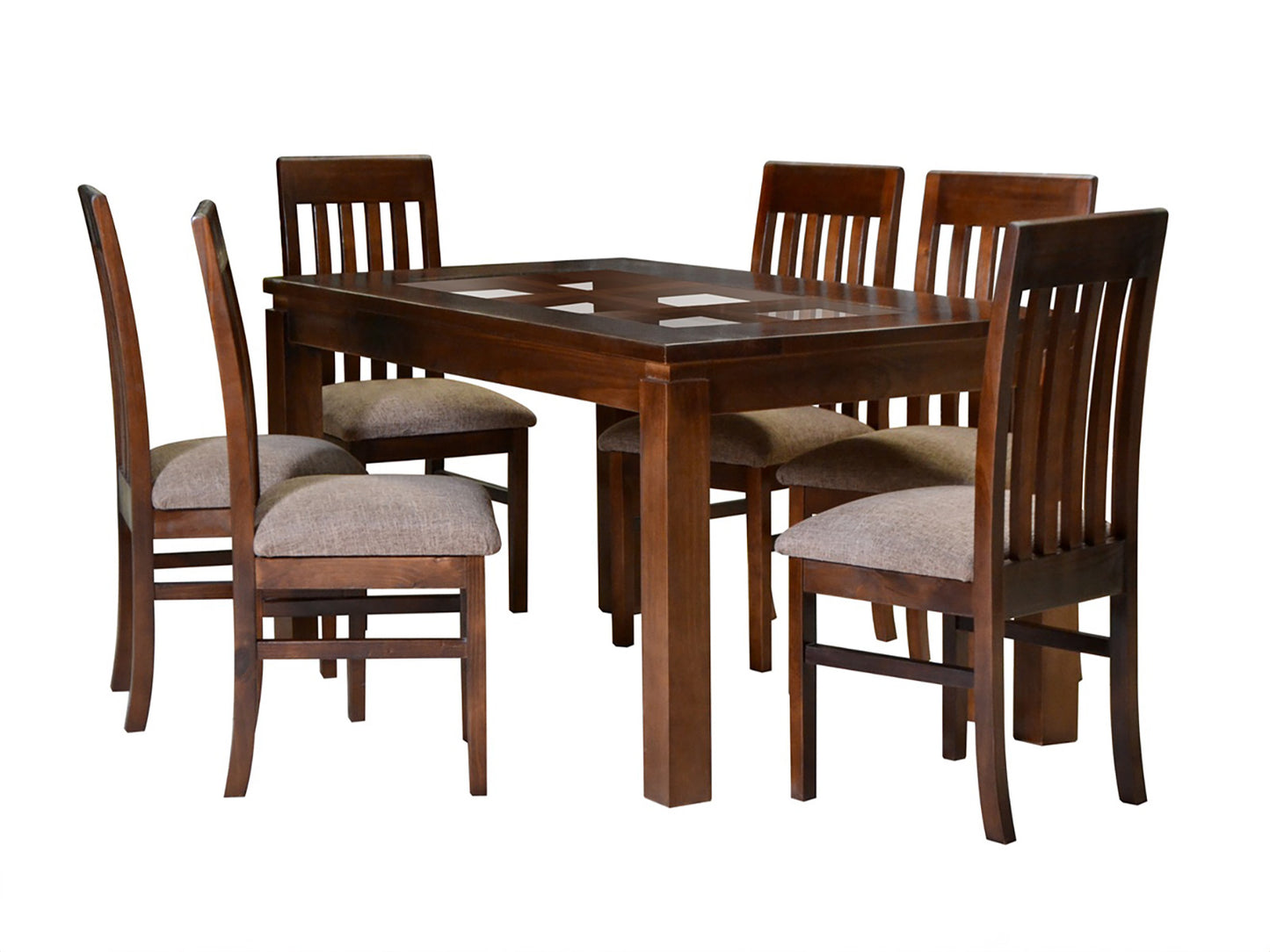 Comedor Florencia choco 6 sillas  madera/vidrio