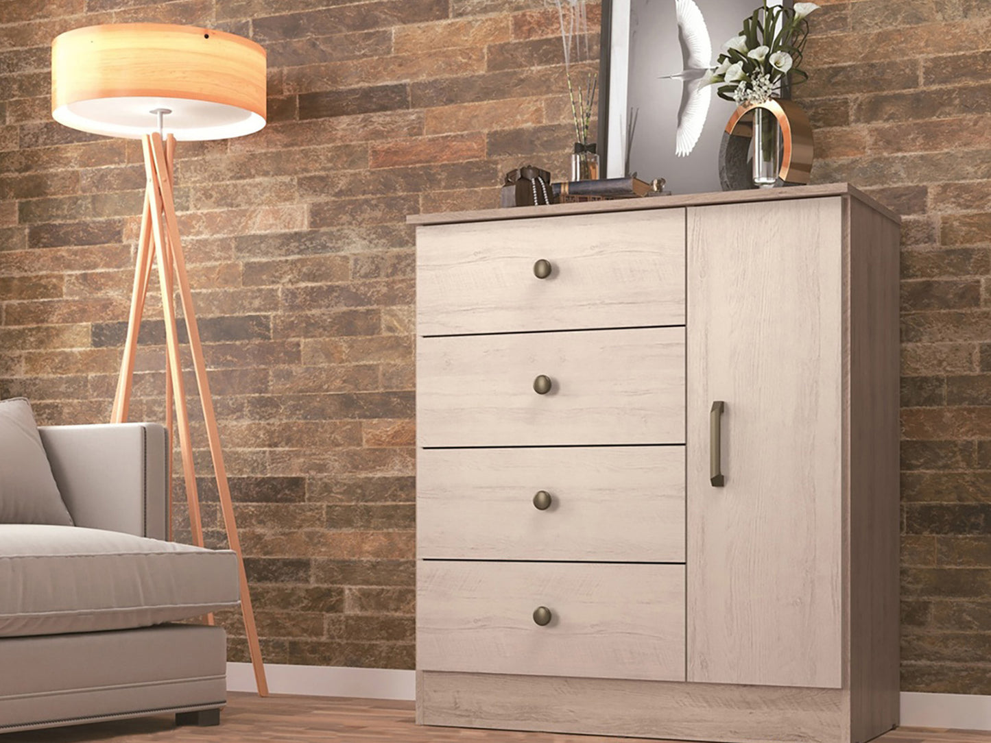 Cómoda Rancagua 1 Puerta 4 Cajones