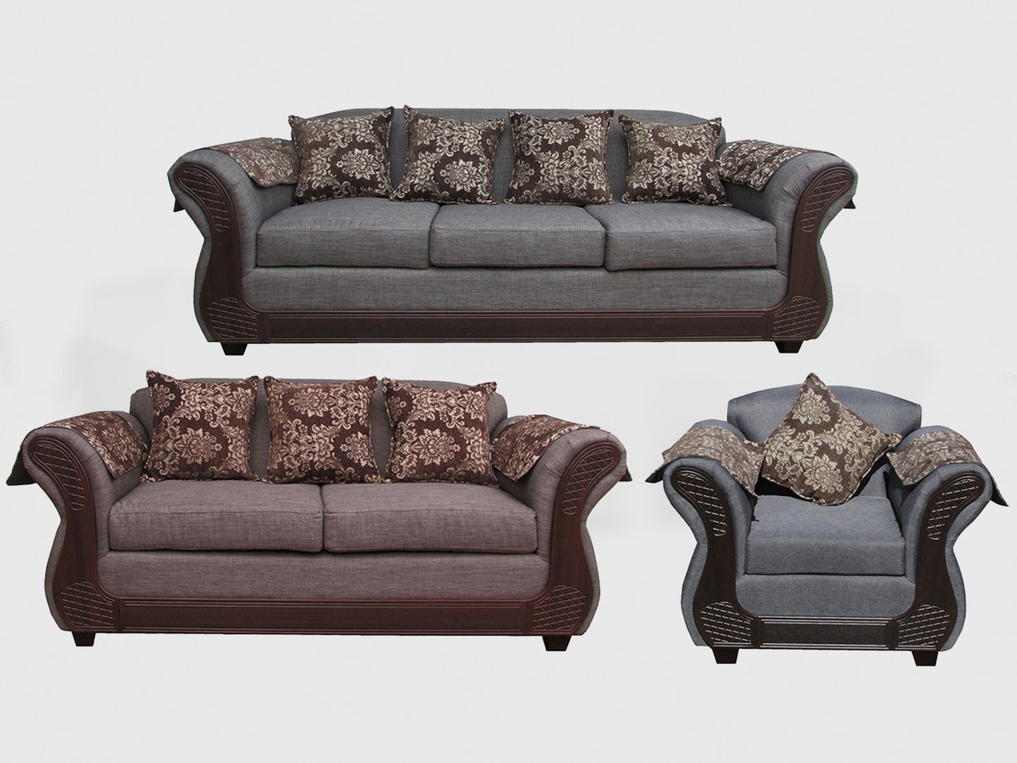 Juego living Irlanda choco 3.2.1 TELA